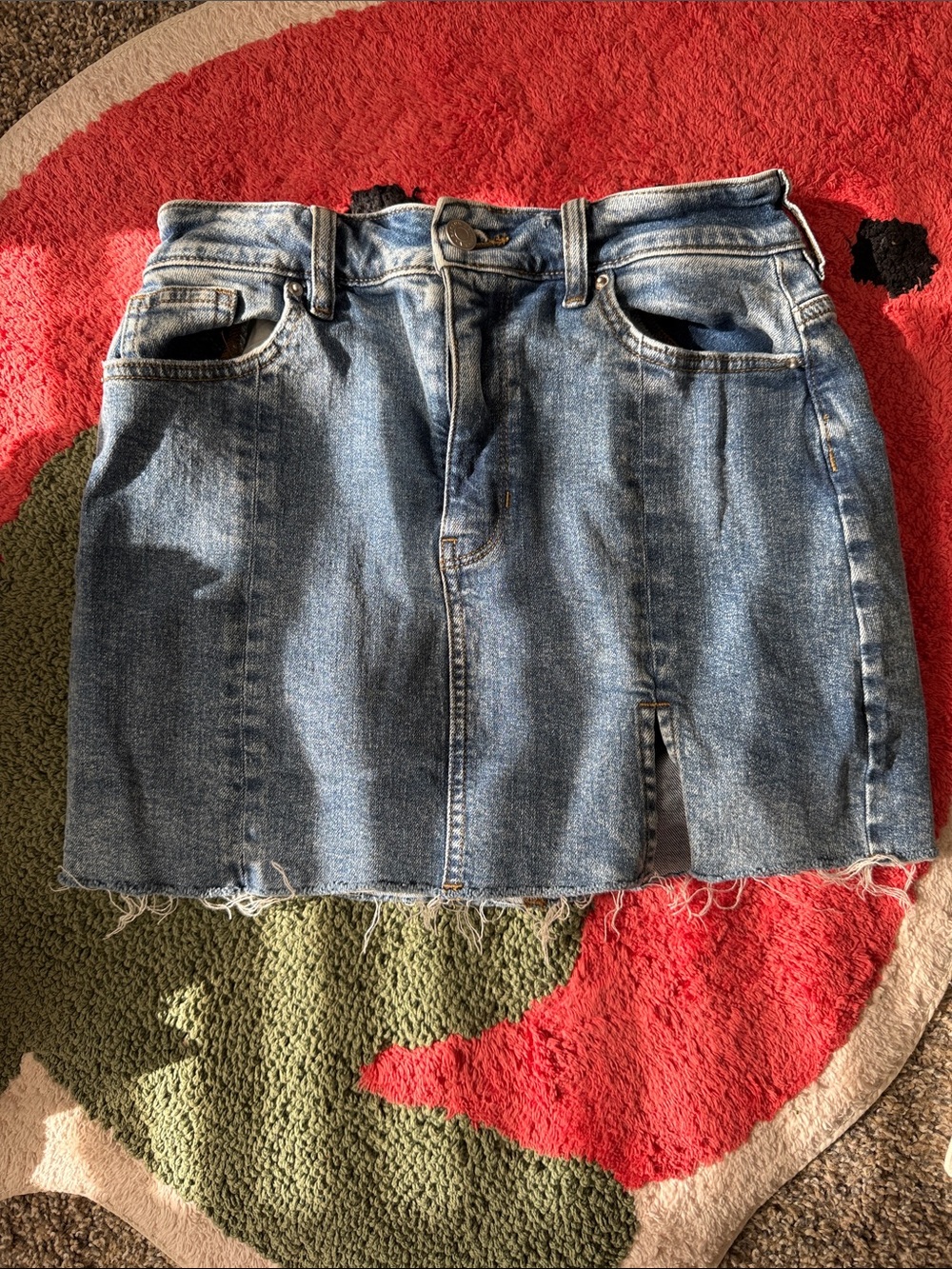 PacSun Light Blue Denim Mini Skirt with Raw Hem